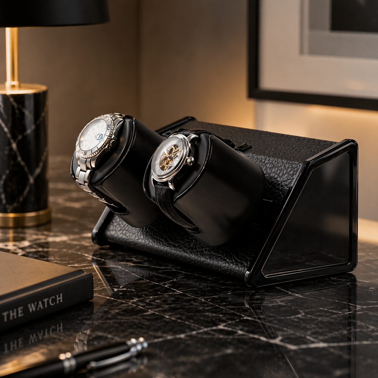 Sparta 2 Open Leatherette watch winder — open module detail