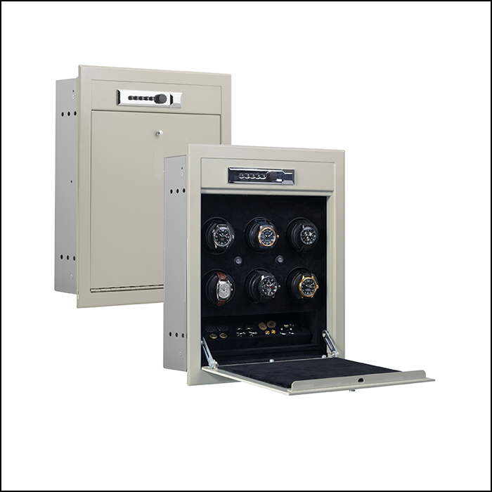 Wallsafe 6 — Outlet watch winder — open module detail