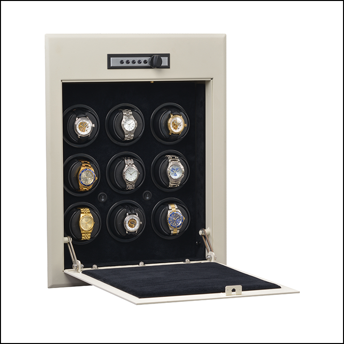 Wallsafe 9 — Outlet watch winder — open module detail
